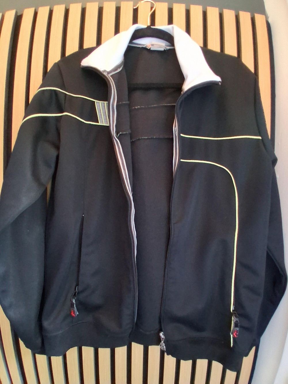 Men's Black Jacket with Yellow Piping - Casual Zip Front